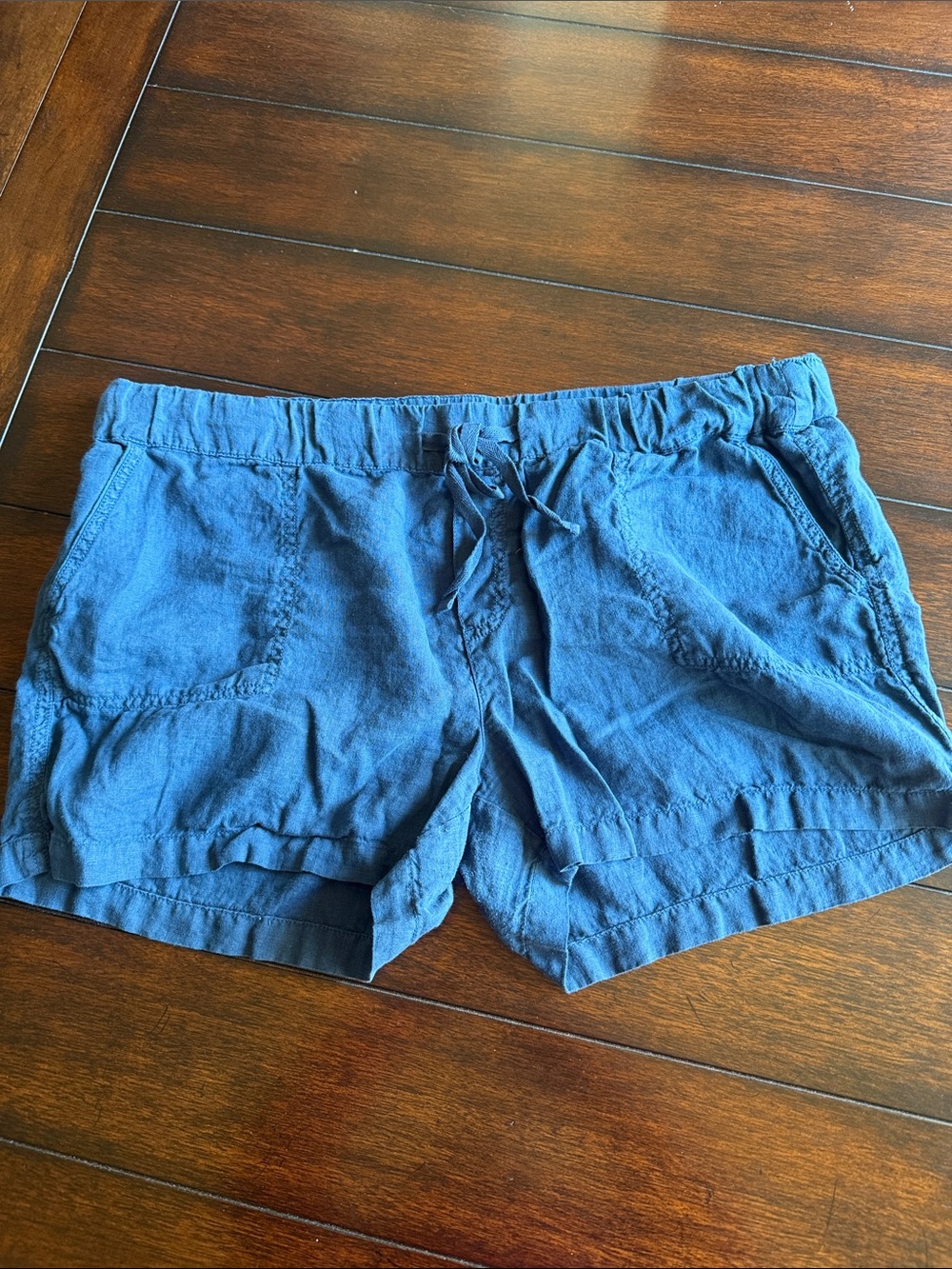 Caslon Navy Drawstring Linen-Blend Athletic Shorts